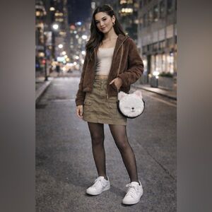 Betsey Johnson White Fur Cat‎ Crossbody Purse Luv Betsey